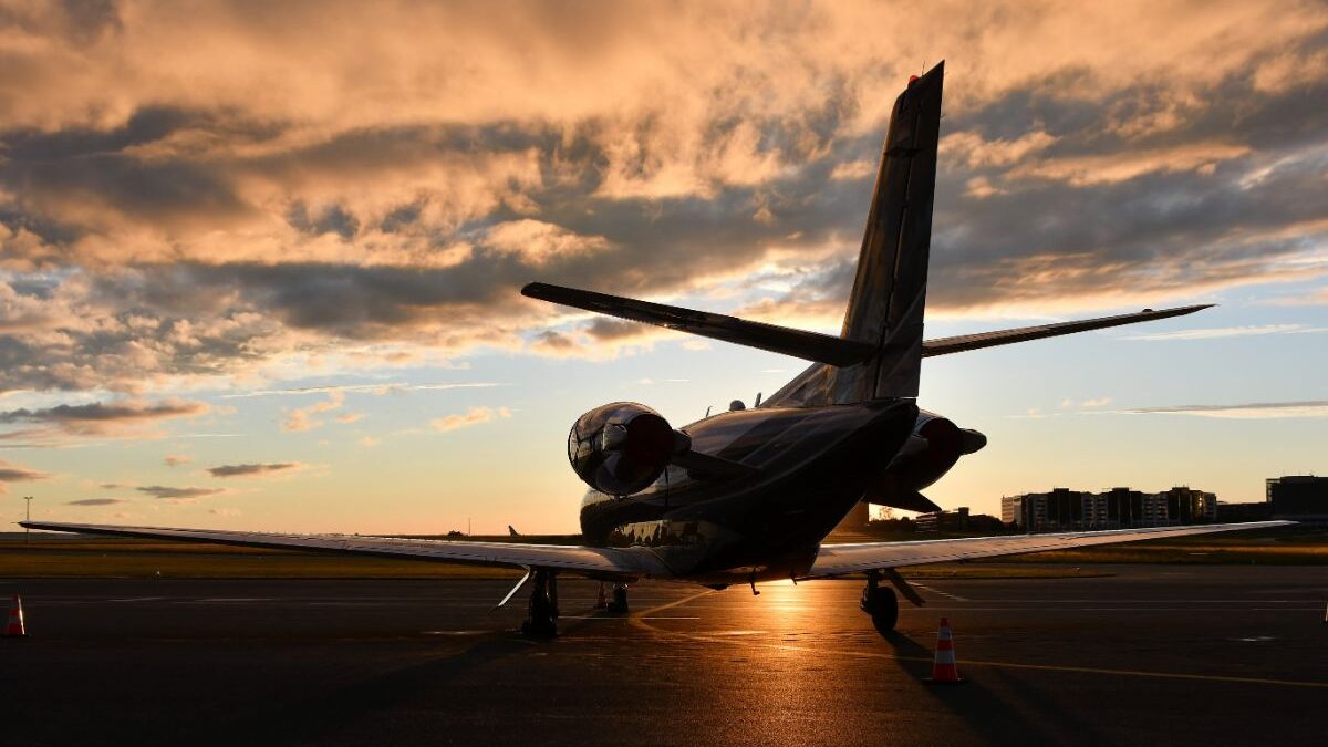 Cessna Citation Latitude jet sunset runway
